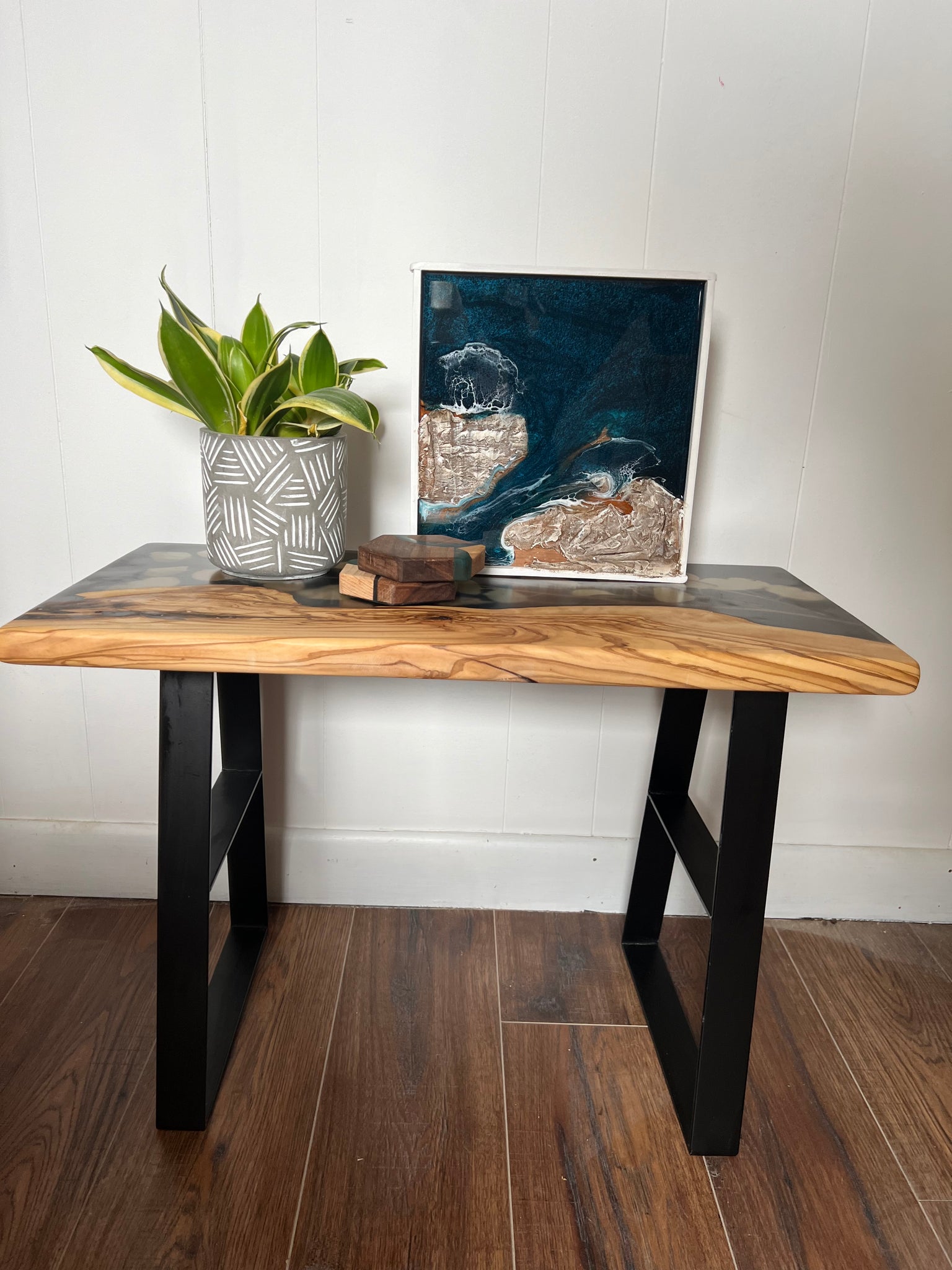 Olivewood and Eucalyptus Side Table