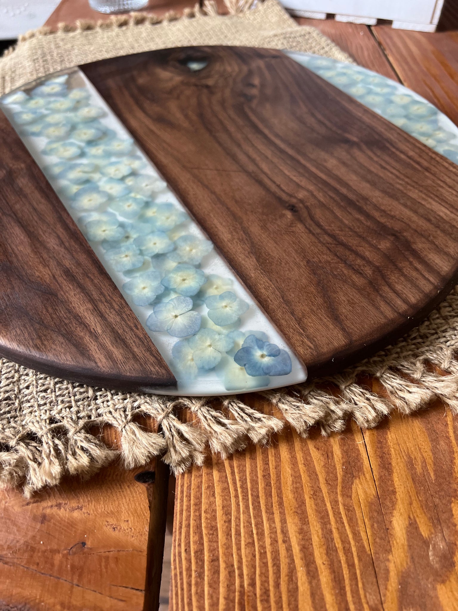 Walnut and Hydrangea Serving Board