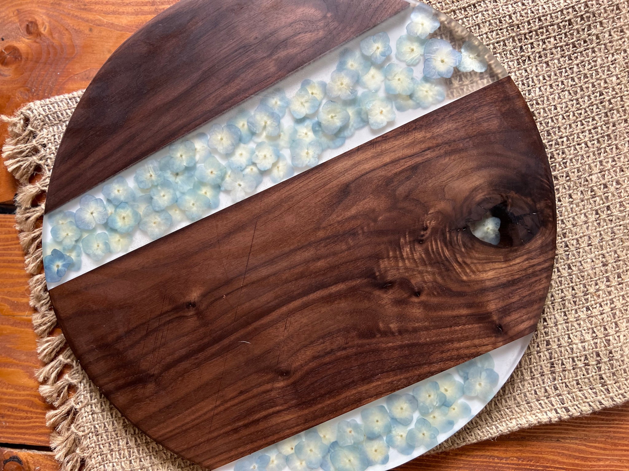 Walnut and Hydrangea Serving Board