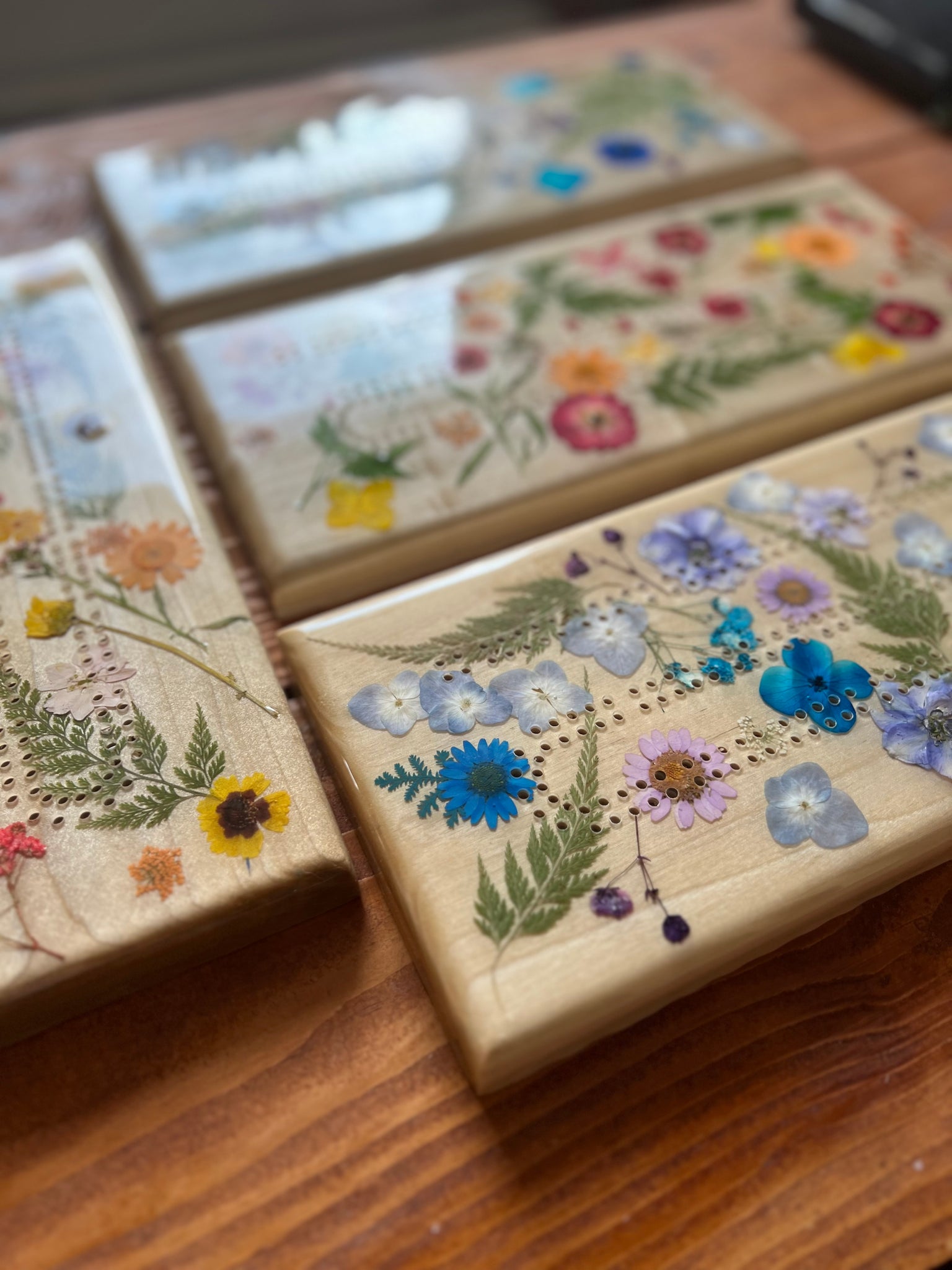 Floral Cribbage Board