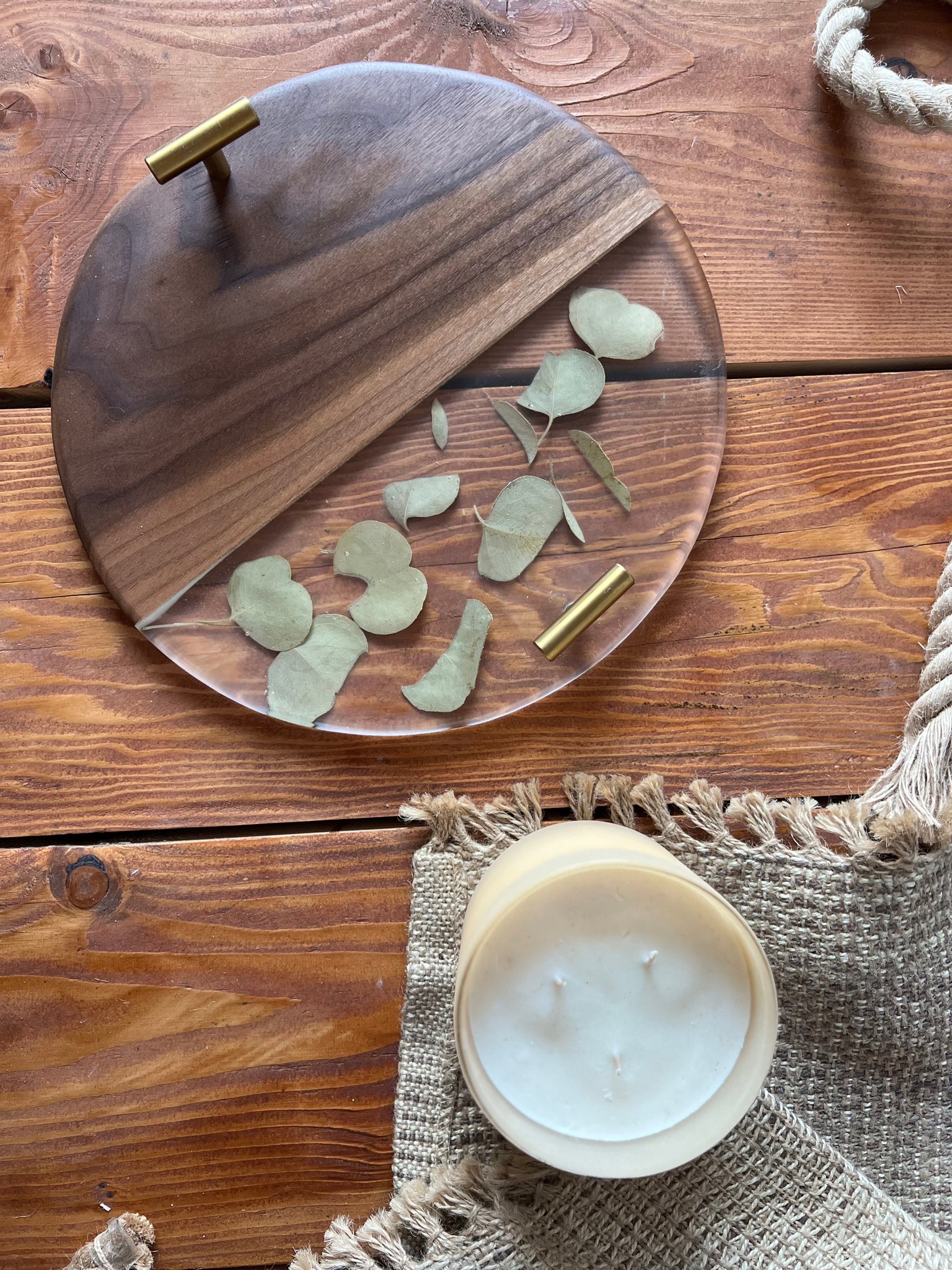 Walnut and Eucalyptus Serving Round