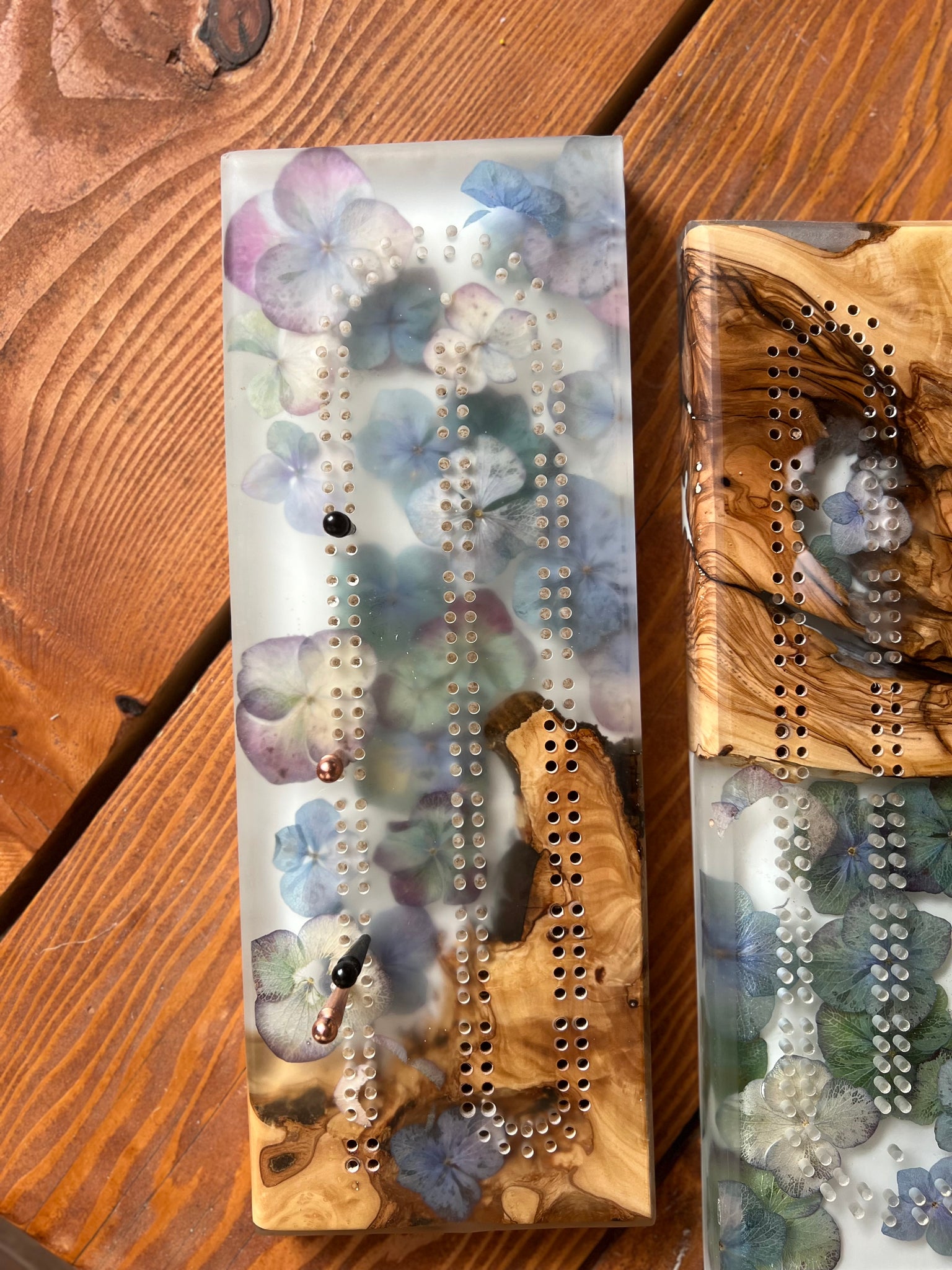 Hydrangea Cribbage Board