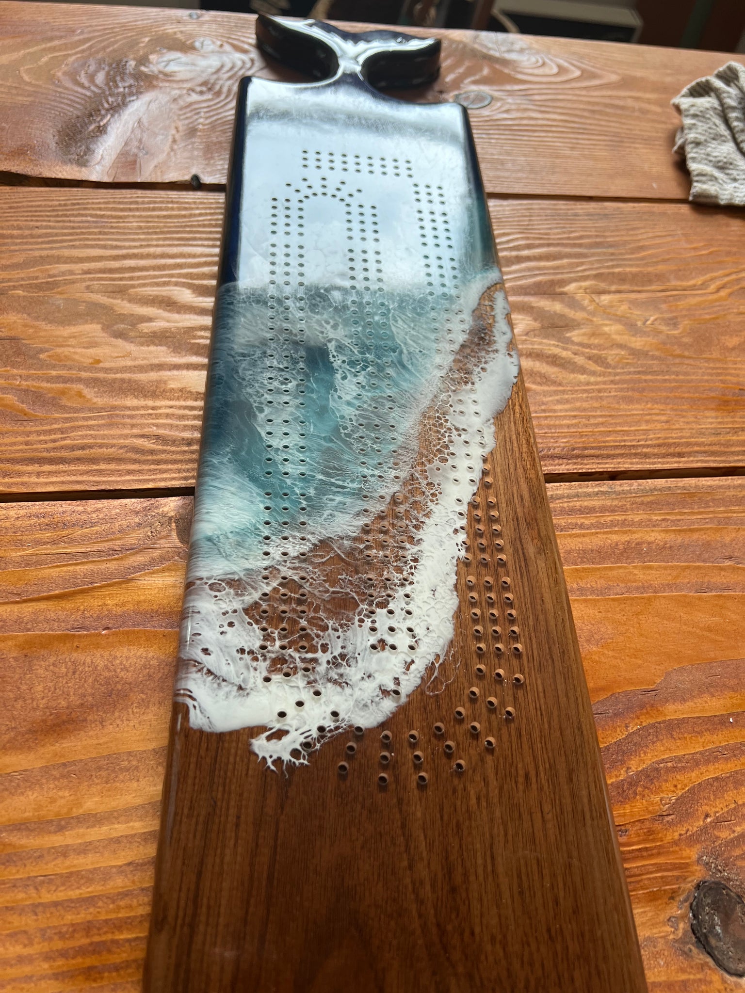 Walnut Whale Tail Cribbage Board