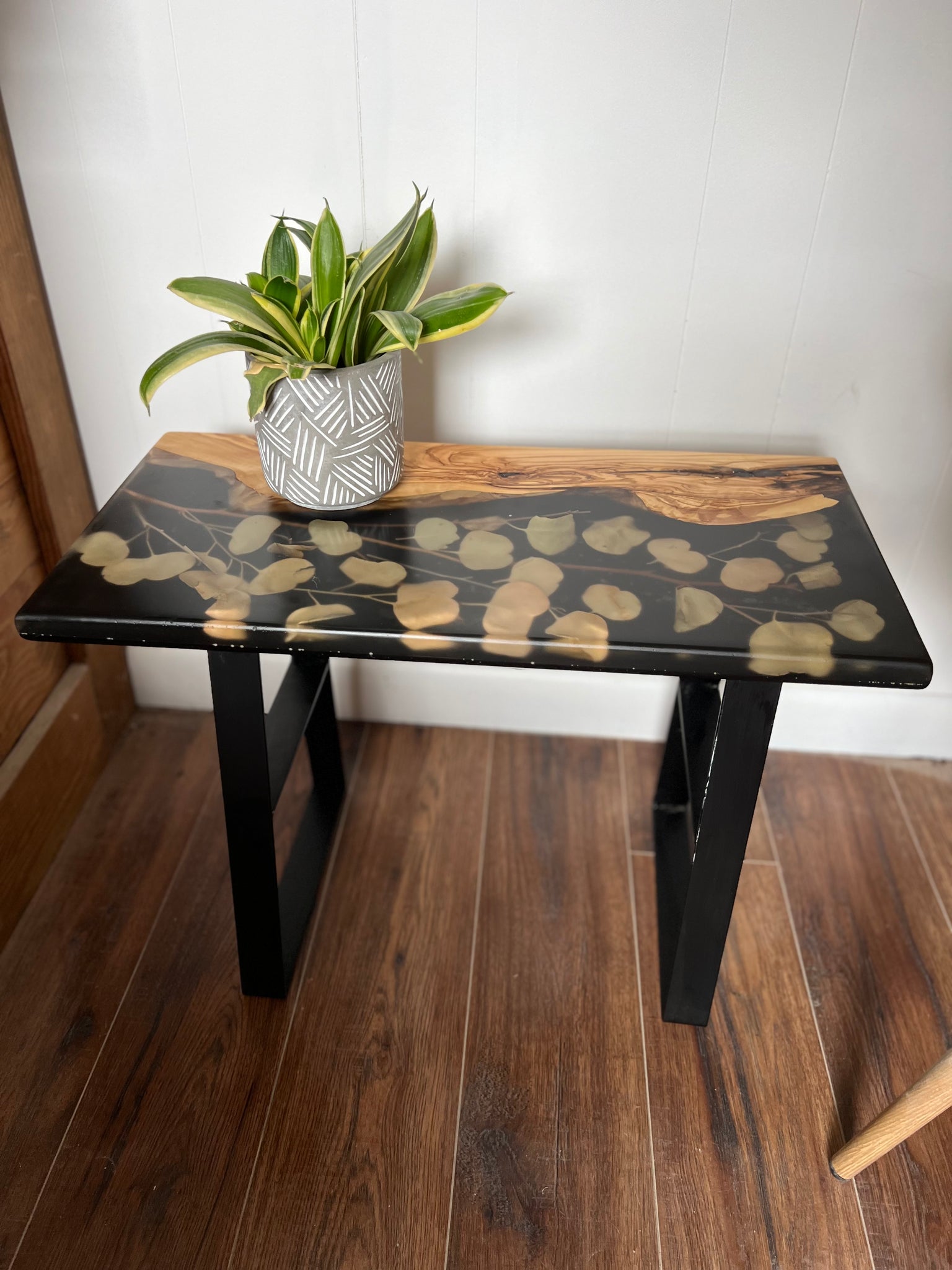 Olivewood and Eucalyptus Side Table