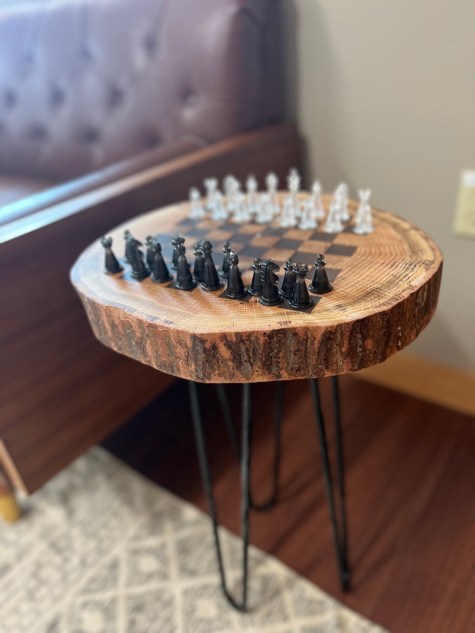 Live Edge Chess Table