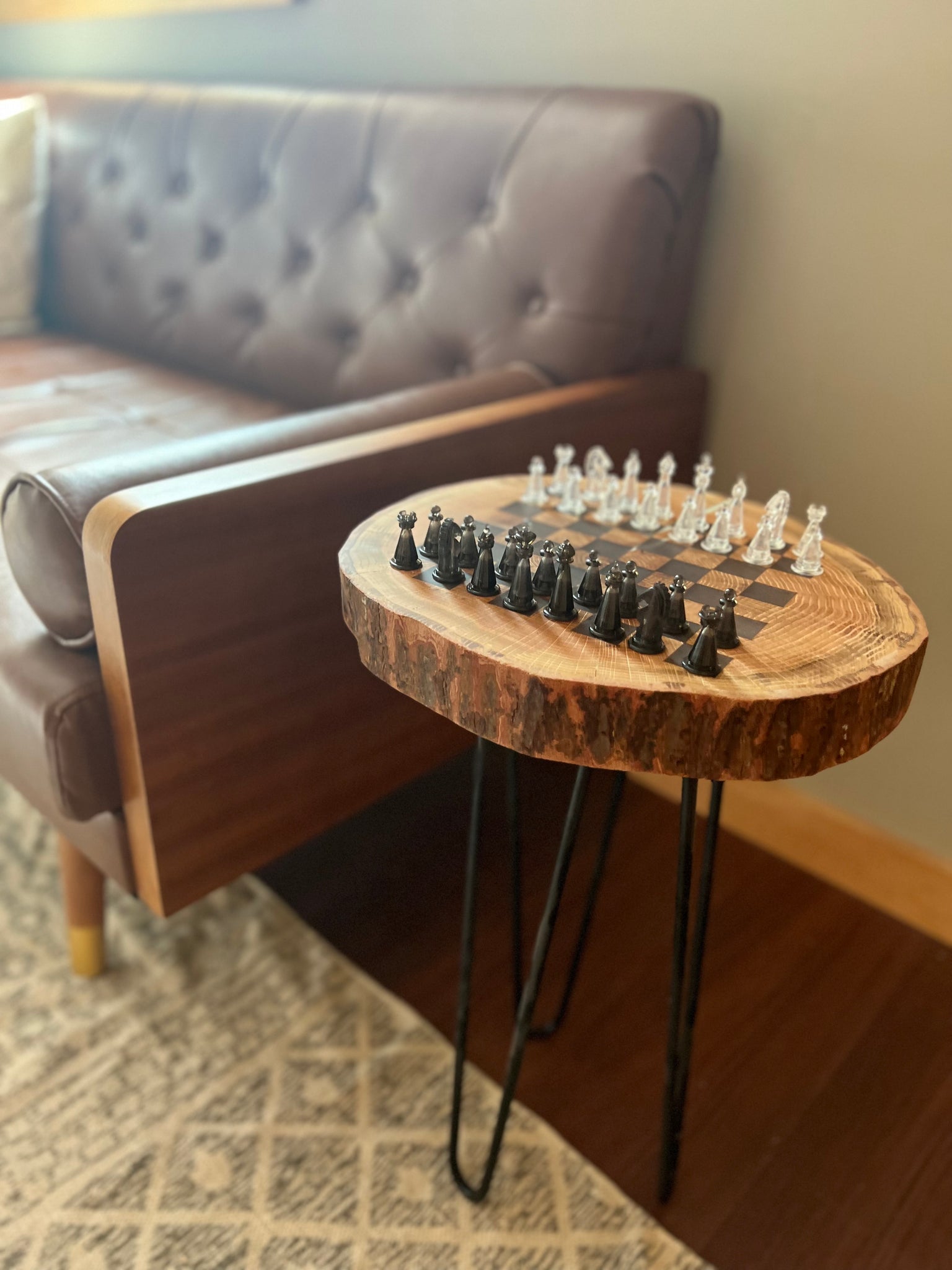 Live Edge Chess Table