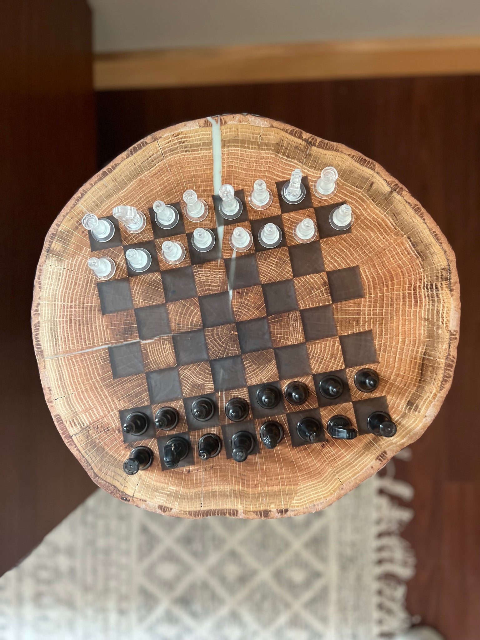 Live Edge Chess Table